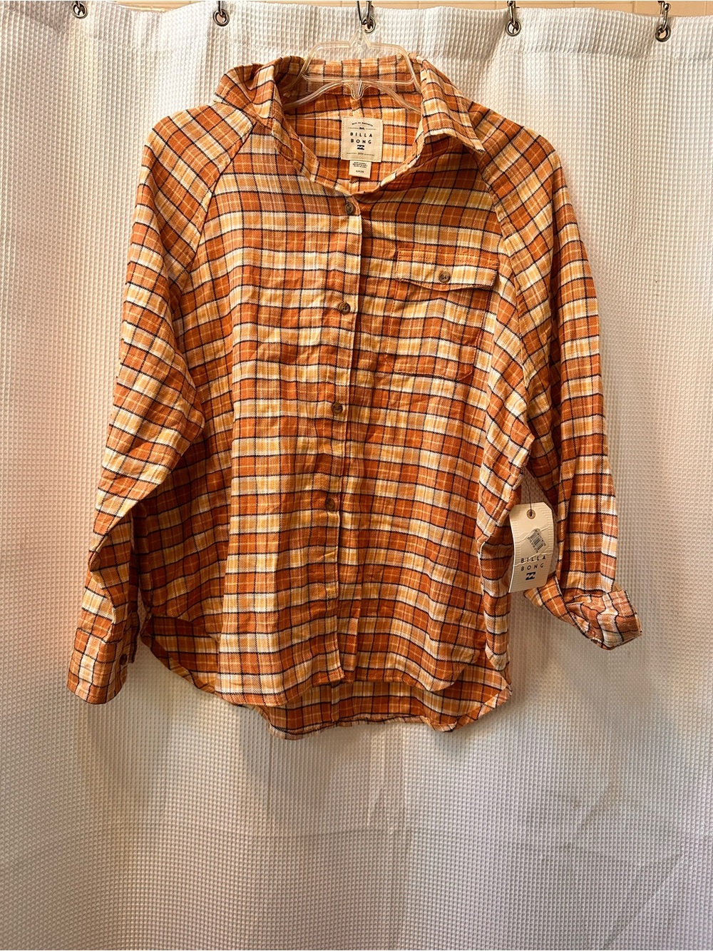 Billabong Orange Plaid Button-Down Shirt